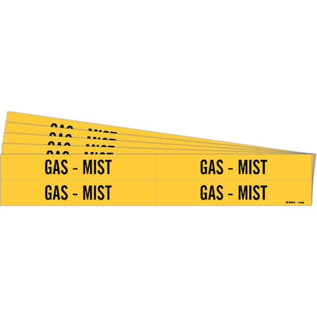 Brady GAS - MIST Pipe Marker Style 4 Black on Yellow 4 per Card, 5 PK 131056-PK